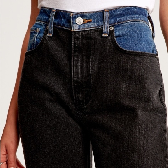 Abercrombie High Rise 90s Relaxed Jeans Black with Medium Waistband 27/4 - Picture 3 of 11